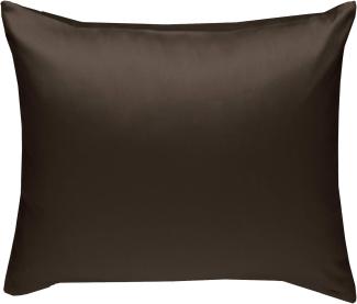 Bettwaesche-mit-Stil Mako-Satin / Baumwollsatin Bettwäsche uni / einfarbig dunkelbraun Kissenbezug 40x40 cm
