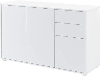 Sideboard Paarl 74x117x36 cm mt 2 Schubladen und 3 Schranktüren Weiß hochglanz en. casa