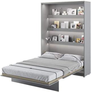 Schrankbett Bed Concept, Wandklappbett mit Lattenrost, V-Bett, Wandbett Bettschrank Schrank mit integriertem Klappbett Funktionsbett (BC-01, 140 x 200 cm, Grau/Grau, Vertical)