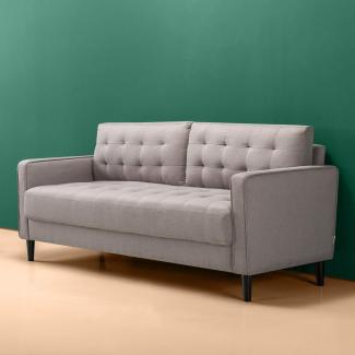 ZINUS Benton Sofa | Mid-Century | Einfache Montage ohne Werkzeug | Kissen mit Gitter-Tufting | Schmal zulaufende Beine | Sofa in einer Box | Stone Grey