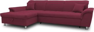 DOMO Collection Ecksofa Franzi, Couch in L-Form, Sofa, Eckcouch mit Rückenfunktion Polsterecke, Bordeaux Rot, 279x162x81 cm