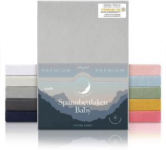 Laleni 2er-Set Premium Spannbettlaken 60x120-70x140 cm - Oeko-Tex Zertifiziert, 100% Baumwolle, atmungsaktives Spannbetttuch Jersey Baby, 150 g/m², Moonlight Grey - Grau