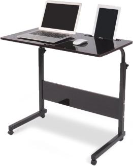 sogesfurniture höhenverstellbar Laptoptisch Computertisch mit Tablet Steckplatz, 80 * 40cm PC Tisch Sofatisch Pflegetisch Beistelltisch mit Rollen, Schwarz 05#3-80BK-BH