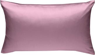 Bettwaesche-mit-Stil Mako-Satin / Baumwollsatin Bettwäsche uni / einfarbig rosa Kissenbezug 50x70 cm
