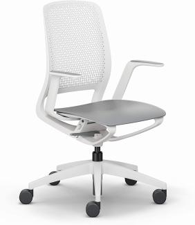Sedus se:motion, Bürostuhl, Drehstuhl, lichtgrau/weiß, mit Armlehnen, Kunststoff 950 - 1065 mm
