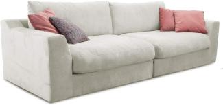 Cavadore Big Sofa Fiona / Große Couch inkl. Rückenkissen im modernen Design / 274x90x112 / Webstoff cream