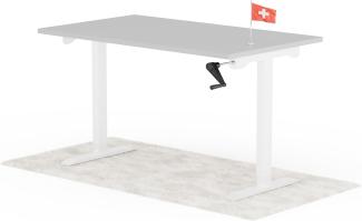 manuell höhenverstellbarer Schreibtisch EASY 140 x 80 cm - Gestell Weiss, Platte Grau