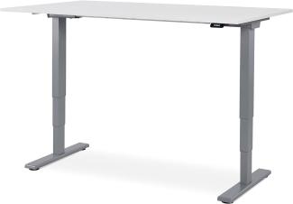 WRK21® SMART Elektronisch höhenverstellbarer Schreibtisch, Holz, Uni-Weiß/Grau, 140 x 80 x 61-126 cm