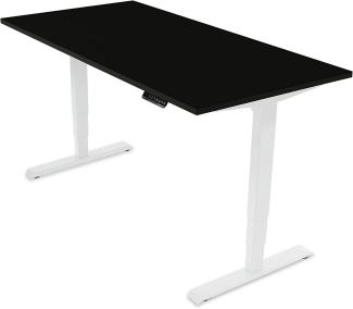 Desktopia Pro - Elektrisch höhenverstellbarer Schreibtisch / Ergonomischer Tisch mit Memory-Funktion, 5 Jahre Garantie - (Schwarz, 180x80 cm, Gestell Weiß)