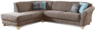 CAVADORE Ecksofa Gootlaand / Große Couch im Landhaus-Stil / Mit Federkern-Polsterung / 257 x 84 x 212 / Braun