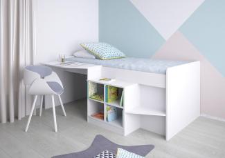 Polini Kids Kinderbett 'Simple 4000' mit Schreibtisch und Regal Weiß