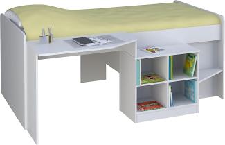 Polini Kids Kinderbett 'Simple 4000' mit Schreibtisch und Regal Weiß