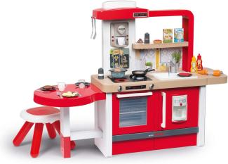 Smoby Tefal Evo Grand Chef XXL-Spielküche für Kinder mit vielen Funktionen, große Sitzecke mit Hocker 43 tgl. Zubehör, für Kinder ab 3 Jahren, rot