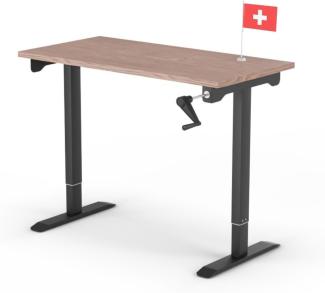 manuell höhenverstellbarer Schreibtisch EASY 120 x 60 cm - Gestell Schwarz, Platte Walnuss