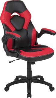 Flash Furniture Gaming Stuhl mit hoher Rückenlehne – Ergonomischer Bürosessel mit verstellbaren Armlehnen und Netzstoff – Perfekt als Zockerstuhl und fürs Home Office – Rot