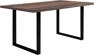 FORTE TABLES Tisch nicht ausziehbar, Holzwerkstoff, Old – Wood Vintage, Metallbeine schwarz, B x H xT: 160 x 74,7 x 90 cm