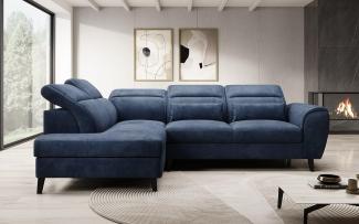 Designer Sofa Nobile mit verstellbarer Rückenlehne Samt Blau Links