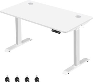 Höhenverstellbarer Schreibtisch elektrisch, 70 x 140 cm Tischoberfläche, stufenlos verstellbar, Memory-Funktion mit 4 Höhen, Auffahrschutz, weiß