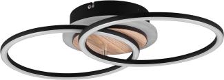 Flache LED Deckenleuchte GIRO Schwarz Holz Optik Fernbedienung Breite 46cm