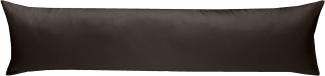 Mako-Satin Baumwollsatin Bettwäsche Uni einfarbig zum Kombinieren (Seitenschläferkissen Bezug 40 x 200 cm, Espresso braun)