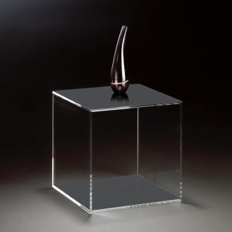 Hochwertiger Acryl-Glas Würfel, klar / dunkelgrau , 35 x 35 cm, H 35 cm, Acryl-Glas-Stärke 8 mm