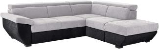 Mivano Ecksofa Speedway / Moderne Couch in L-Form mit verstellbaren Kopfteilen und Ottomane / 262 x 79 x 224 / Zweifarbiger Bezug, argent/black