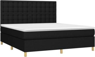 vidaXL Boxspringbett mit Matratze & LED Schwarz 180x200 cm Stoff