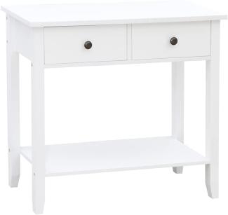 Vida Design Windsor Konsolentisch mit 2 Schubladen und Regalfach, weiß, Holz, für Flur, Wohnzimmer, Schlafzimmer, Ankleidekommode, Schreibtischmöbel