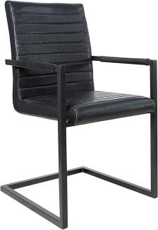 invicta INTERIOR Freischwinger Stuhl LOFT antik schwarz mit Armlehne Schwingerstuhl Esszimmer Stuhl