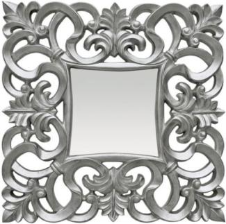 Casa Padrino Barock Spiegel Silber 76 x H. 76 cm - Quadratischer Wandspiegel im Barockstil - Prunkvoller Antik Stil Garderoben Spiegel - Barock Interior - Barock Möbel