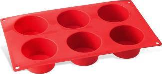 Dr. 1251 Oetker Muffinform aus Silikon 6er Cups Flexxibel, Silikonform für Muffins, Form aus hochwertigem Platinsilikon mit Antihaft-Eigenschaften (Farbe: Rot) - spülmaschinengeeignet, Menge: 1 Stück