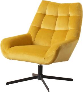 Selsey Sherley - Drehsessel mit gesteppten Veloursbezug in Gelb/Eleganter Sessel für Wohnzimmer
