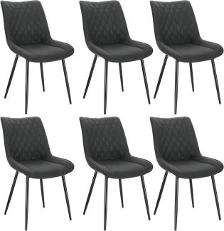 WOLTU® Esszimmerstühle BH248an-6 6er Set Küchenstuhl Polsterstuhl Wohnzimmerstuhl Sessel mit Rückenlehne, Sitzfläche aus Stoffbezug, Metallbeine, Anthrazit