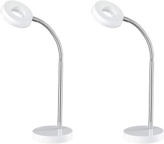 Moderne LED Schreibtischleuchten 2er SET flexibel & biegsam 1 flammig in Weiß