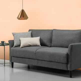 ZINUS Jackie Sofa | Zeitgenössisch | Einfache Montage ohne Werkzeug | Ausgestellte Armlehnen | Schmal zulaufende Beine | Sofa in einer Box | Grüne Steinfarbe