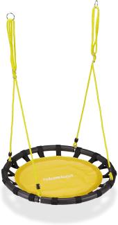 Relaxdays Nestschaukel, runde Hängeschaukel, für Kinder und Erwachsene, verstellbar, draußen, 80 cm, bis 100 kg, gelb