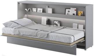 Schrankbett Bed Concept, Wandklappbett mit Lattenrost, V-Bett, Wandbett Bettschrank Schrank mit integriertem Klappbett Funktionsbett (BC-06, 90 x 200 cm, Grau/Grau, Horizontal)