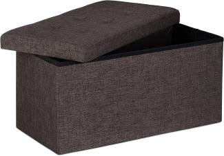 Relaxdays Faltbare Sitzbank XL, mit Stauraum, Sitzcube mit Fußablage, Sitzwürfel als Aufbewahrungsbox, 38x76x38cm, braun
