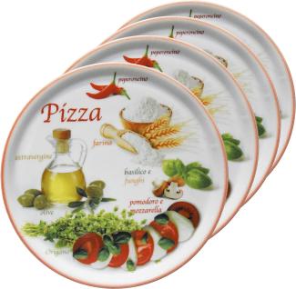 4er Set Pizzateller Napoli Red Ø 33,8 cm Servier-Platte XL-Teller Porzellan