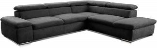 Cavadore Ecksofa Alkatraz / L-Form Sofa groß mit Ottomanen rechts und verstellbaren Kopfteilen / Modernes Design und hochwertiger Webstoff-Bezug / Maße: 272 x 73 x 226 / Farbe: Schwarz (Paris schwarz)