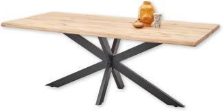 TOM Esstisch Baumkante Massivholz Eiche - Hochwertiger Baumkantentisch mit außergewöhnlichem Metallgestell für Ihr Esszimmer - 200 x 76 x 100 cm (B/H/T)