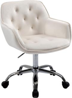 Bürostuhl für zu Hause, Samt Bürostuhl, Verstellbarer Sessel Niedlicher Schreibtischstuhl mit Rädern für Schlafzimmer, Schlafsaal und Eitelkeitsraum (Weiß)