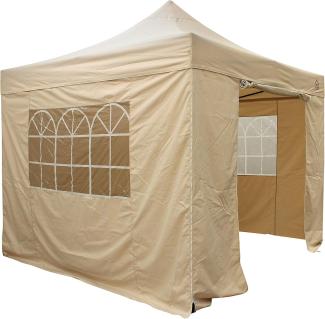 All Seasons Gazebos 2. 5x2. 5m vollständig wasserdichtes Faltpavillon mit 4 Seitenteilen - Beige