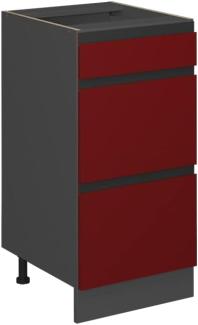 Vicco Schubladenunterschrank Küchenschrank Küchenmöbel R-Line J-Shape 40 cm modern (Anthrazit-Rot)
