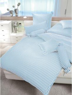 Janine Streifen-Bettwäsche modern classic hellblau | Kissenbezug einzeln 80x80 cm