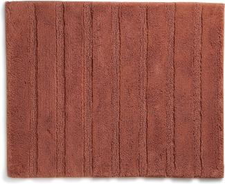 Kela Badematte Megan, 65 cm x 55 cm, 100% Baumwolle, Terra, rutschhemmend, waschbar bis 30° C, geeignet für Fußbodenheizung, 23588