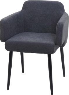 Esszimmerstuhl HWC-L13, Polsterstuhl Küchenstuhl Stuhl mit Armlehne, Stoff/Textil Metall ~ anthrazit