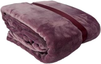 XXL Flanell Kuscheldecke 180 x 220 cm Wohndecke 260g/m² wärmespeichernd altrosa