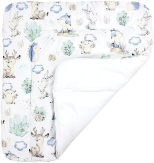 TupTam Baby Wickeltischauflage mit Baumwollbezug Gemustert, Farbe: Rehe / Igel, Größe: 75 x 85 cm