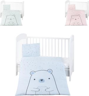 Kikkaboo Kinderbettwäsche Bär 3-teilig Decke 135 x 95 cm Kissen 45 x 35 cm Laken blau